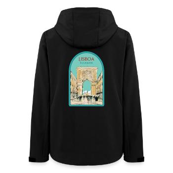 Illustration Arch Augusta Street, Lissabon - Frauen Recycelte Softshelljacke von Stanley/Stella - Schwarz - Hinten - AI Model Female 172 light (172cm)