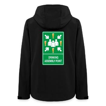 Drinking Assembly Point – Party Zone - Frauen Recycelte Softshelljacke von Stanley/Stella - Schwarz - Hinten - AI Model Female 172 light (172cm)