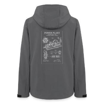 Industrie-Blueprint-Kraftwerk - Frauen Recycelte Softshelljacke von Stanley/Stella - Anthrazit - Hinten - AI Model Female 172 light (172cm)