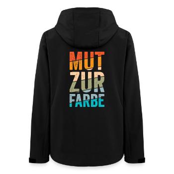 Mut zur Farbe Retro-Blockschrift - Frauen Recycelte Softshelljacke von Stanley/Stella - Schwarz - Hinten - AI Model Female 172 light (172cm)