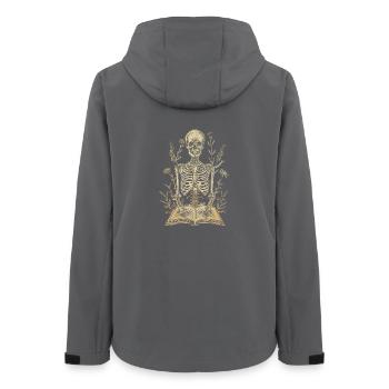 Skelett im Büchergarten Leseratte Bücherwurm - Frauen Recycelte Softshelljacke von Stanley/Stella - Anthrazit - Hinten - AI Model Female 172 light (172cm)