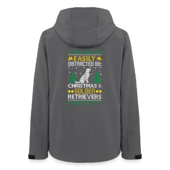 Easily Distracted Golden By Retriever Ugly Sweater - Frauen Recycelte Softshelljacke von Stanley/Stella - Anthrazit - Hinten - AI Model Female 172 light (172cm)