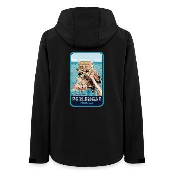 Illustration of the Berlengas Islands, Peniche - Women’s Recycled Softshell Jacket by Stanley/Stella - black - Back - AI Model Female 172 light (172cm)