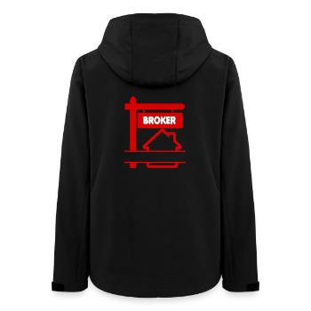 Broker-Logo rot mit Text BROKER - Frauen Recycelte Softshelljacke von Stanley/Stella - Schwarz - Hinten - AI Model Female 172 light (172cm)