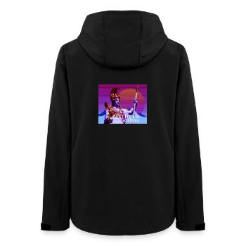 Abstrakte stilisierte Göttin Athene - Frauen Recycelte Softshelljacke von Stanley/Stella - Schwarz - Hinten - AI Model Female 172 light (172cm)