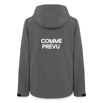 COMME PRÉVU. – Humour Ironique Minimaliste - Veste softshell femme recyclée Stanley/Stella - charbon - Dos - AI Model Female 172 light (172cm)