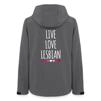 Leben. Liebe. Lesbe. - Frauen Recycelte Softshelljacke von Stanley/Stella - Anthrazit - Hinten - AI Model Female 172 light (172cm)