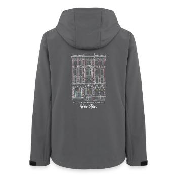 Houston, Old Cotton Exchange, Hand Drawing, USA - Women’s Recycled Softshell Jacket by Stanley/Stella - anthracite - Back - AI Model Female 172 light (172cm)