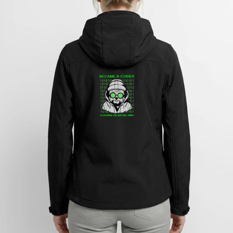 Became a Coder – Hacker Dog Binary Look Women’s Recycled Softshell Jacket by Stanley/Stella