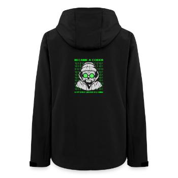Became a Coder – Cyber Dog Binary - Women’s Recycled Softshell Jacket by Stanley/Stella - black - Back - AI Model Female 172 light (172cm)
