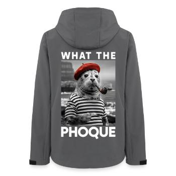 What the Phoque Pays Basque Humour Régional Basque - Veste softshell femme recyclée Stanley/Stella - charbon - Dos - AI Model Female 172 light (172cm)