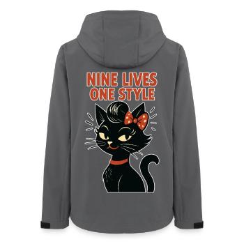 Rockabilly Katze: 50er Jahre Retro - Frauen Recycelte Softshelljacke von Stanley/Stella - Anthrazit - Hinten - AI Model Female 172 light (172cm)