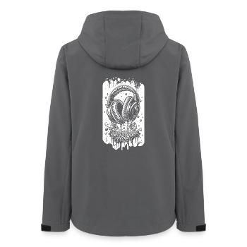 Comic Headphones with Drops - Women’s Recycled Softshell Jacket by Stanley/Stella - anthracite - Back - AI Model Female 172 light (172cm)