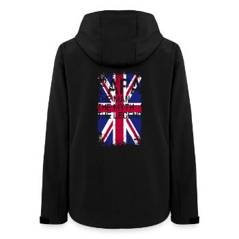 Grunge Union Jack Text Tee - Frauen Recycelte Softshelljacke von Stanley/Stella - Schwarz - Hinten - AI Model Female 172 light (172cm)