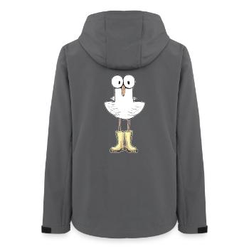 Möwe mit Gummistiefel - Das perfekte Gesche Lustig - Frauen Recycelte Softshelljacke von Stanley/Stella - Anthrazit - Hinten - AI Model Female 172 light (172cm)