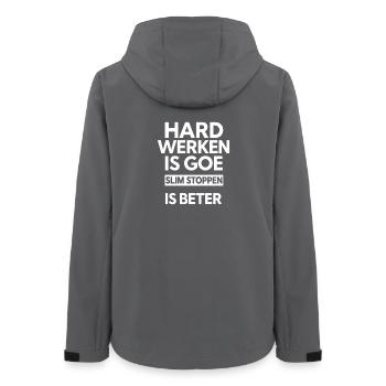 HARD WORK IS GOOD.  SMART STOPPING IS BETTER. - Women’s Recycled Softshell Jacket by Stanley/Stella - anthracite - Back - AI Model Female 172 light (172cm)