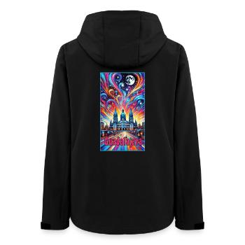 Guadalajara Mexiko Farbenfrohes Design - Frauen Recycelte Softshelljacke von Stanley/Stella - Schwarz - Hinten - AI Model Female 172 light (172cm)