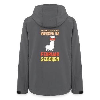 Februar Geburtstag Alpaka Spruch Lustig - Frauen Recycelte Softshelljacke von Stanley/Stella - Anthrazit - Hinten - AI Model Female 172 light (172cm)