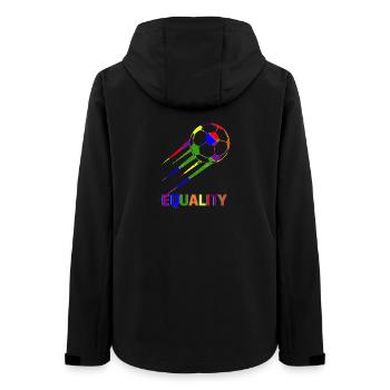 Fußball Regenbogen WM Equality - Frauen Recycelte Softshelljacke von Stanley/Stella - Schwarz - Hinten - AI Model Female 172 light (172cm)