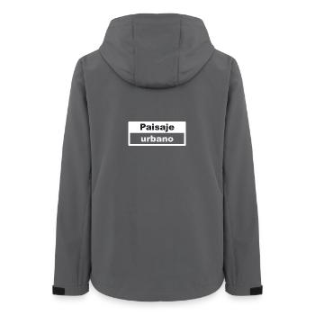 Stadtbild Typografie spanisch - Frauen Recycelte Softshelljacke von Stanley/Stella - Anthrazit - Hinten - AI Model Female 172 light (172cm)