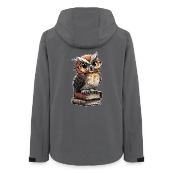 Owl Wise Stack Librarian Humor Book Club - Women’s Recycled Softshell Jacket by Stanley/Stella - anthracite - Back - AI Model Female 172 light (172cm)