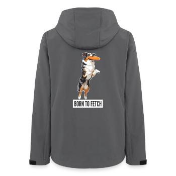 Berger australien avec frisbee - Born to Fetch - Veste softshell femme recyclée Stanley/Stella - charbon - Dos - AI Model Female 172 light (172cm)