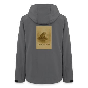 Calm in Chaos: Frog on Pond - Women’s Recycled Softshell Jacket by Stanley/Stella - anthracite - Back - AI Model Female 172 light (172cm)