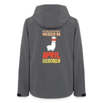 April Birthday Alpaca Saying Funny - Women’s Recycled Softshell Jacket by Stanley/Stella - anthracite - Back - AI Model Female 172 light (172cm)