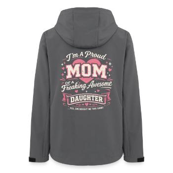 Proud Mom Awesome Daughter | Mother Daughter Humor - Women’s Recycled Softshell Jacket by Stanley/Stella - anthracite - Back - AI Model Female 172 light (172cm)