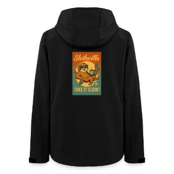 Faultier Slothville - Frauen Recycelte Softshelljacke von Stanley/Stella - Schwarz - Hinten - AI Model Female 172 light (172cm)