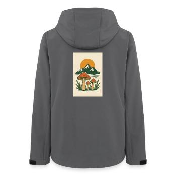 Bergsee und Pilze Naturmotiv - Frauen Recycelte Softshelljacke von Stanley/Stella - Anthrazit - Hinten - AI Model Female 172 light (172cm)