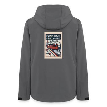 U Bahn Bauhaus 1930er Funktion fährt voraus Retro - Frauen Recycelte Softshelljacke von Stanley/Stella - Anthrazit - Hinten - AI Model Female 172 light (172cm)