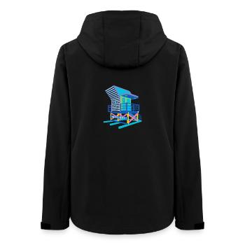Strandstand in Alicante - Frauen Recycelte Softshelljacke von Stanley/Stella - Schwarz - Hinten - AI Model Female 172 light (172cm)