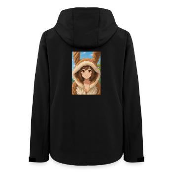 Bunny Hoodie Anime Charm - Women’s Recycled Softshell Jacket by Stanley/Stella - black - Back - AI Model Female 172 light (172cm)