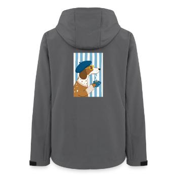 Chien chic café et béret - Veste softshell femme recyclée Stanley/Stella - charbon - Dos - AI Model Female 172 light (172cm)