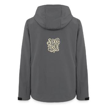 Stay True Vintage Schrift - Frauen Recycelte Softshelljacke von Stanley/Stella - Anthrazit - Hinten - AI Model Female 172 light (172cm)