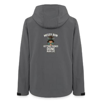Messy Bun Getting Things Done Mom Life - Women’s Recycled Softshell Jacket by Stanley/Stella - anthracite - Back - AI Model Female 172 light (172cm)