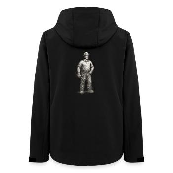 Rough sketch of construction worker with hammer - Women’s Recycled Softshell Jacket by Stanley/Stella - black - Back - AI Model Female 172 light (172cm)