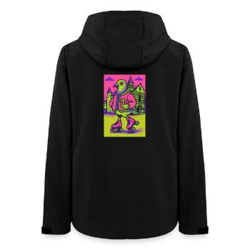 Neon_Pigeon_Roller-skater_2 - Frauen Recycelte Softshelljacke von Stanley/Stella - Schwarz - Hinten - AI Model Female 172 light (172cm)
