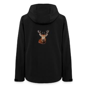 Red Deer Portrait – Alpine Wildlife Motif - Women’s Recycled Softshell Jacket by Stanley/Stella - black - Back - AI Model Female 172 light (172cm)