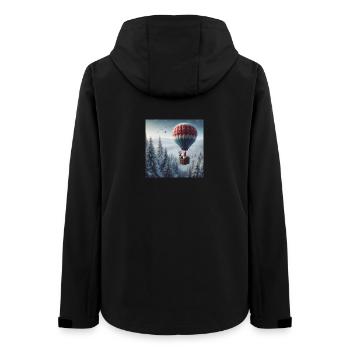 Wichtel und Rentier im Heißluftballon - Frauen Recycelte Softshelljacke von Stanley/Stella - Schwarz - Hinten - AI Model Female 172 light (172cm)