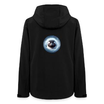 Pinguin schaut durch Schnee Loch - Frauen Recycelte Softshelljacke von Stanley/Stella - Schwarz - Hinten - AI Model Female 172 light (172cm)