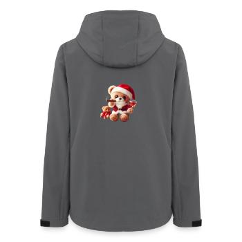Ours en peluche de Noël avec cigare et vin - Veste softshell femme recyclée Stanley/Stella - charbon - Dos - AI Model Female 172 light (172cm)
