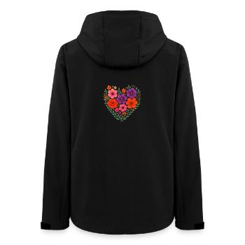 Blumenherz – Romantisches Motiv im Vintage-Style - Frauen Recycelte Softshelljacke von Stanley/Stella - Schwarz - Hinten - AI Model Female 172 light (172cm)