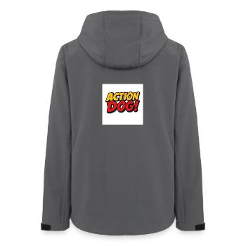 Action Hund Comic Stil - Frauen Recycelte Softshelljacke von Stanley/Stella - Anthrazit - Hinten - AI Model Female 172 light (172cm)