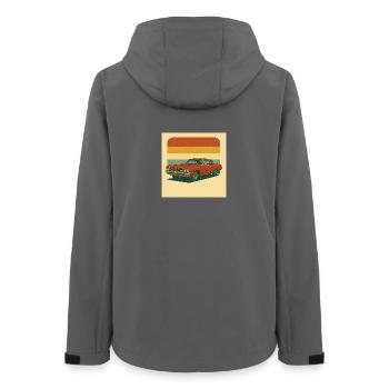 Vintage Orange Muscle Car Illustration - Frauen Recycelte Softshelljacke von Stanley/Stella - Anthrazit - Hinten - AI Model Female 172 light (172cm)
