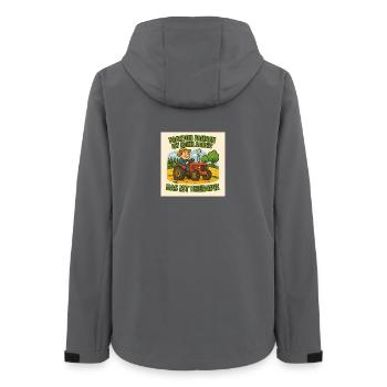 Traktor Therapie Cartoon - Frauen Recycelte Softshelljacke von Stanley/Stella - Anthrazit - Hinten - AI Model Female 172 light (172cm)