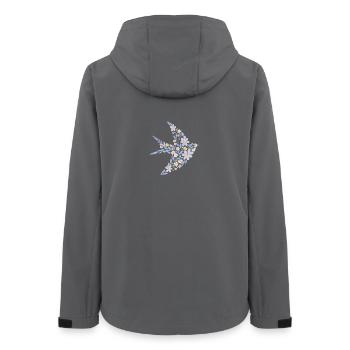 Nordic Floral - Sanftes Violett Vogel - Frauen Recycelte Softshelljacke von Stanley/Stella - Anthrazit - Hinten - AI Model Female 172 light (172cm)