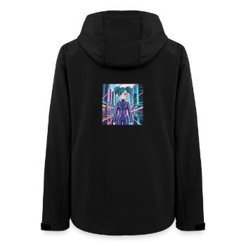 Neon Cybersuit Light Lines - Women’s Recycled Softshell Jacket by Stanley/Stella - black - Back - AI Model Female 172 light (172cm)
