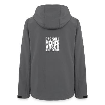 Das soll meinen Arsch nicht jucken – Shirt - Frauen Recycelte Softshelljacke von Stanley/Stella - Anthrazit - Hinten - AI Model Female 172 light (172cm)